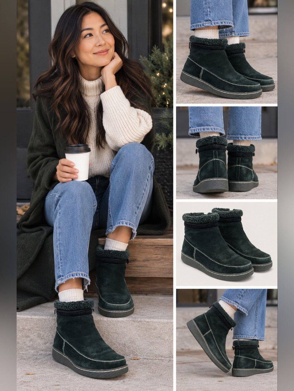 Land's End suede fur lined bootie size 6.5r